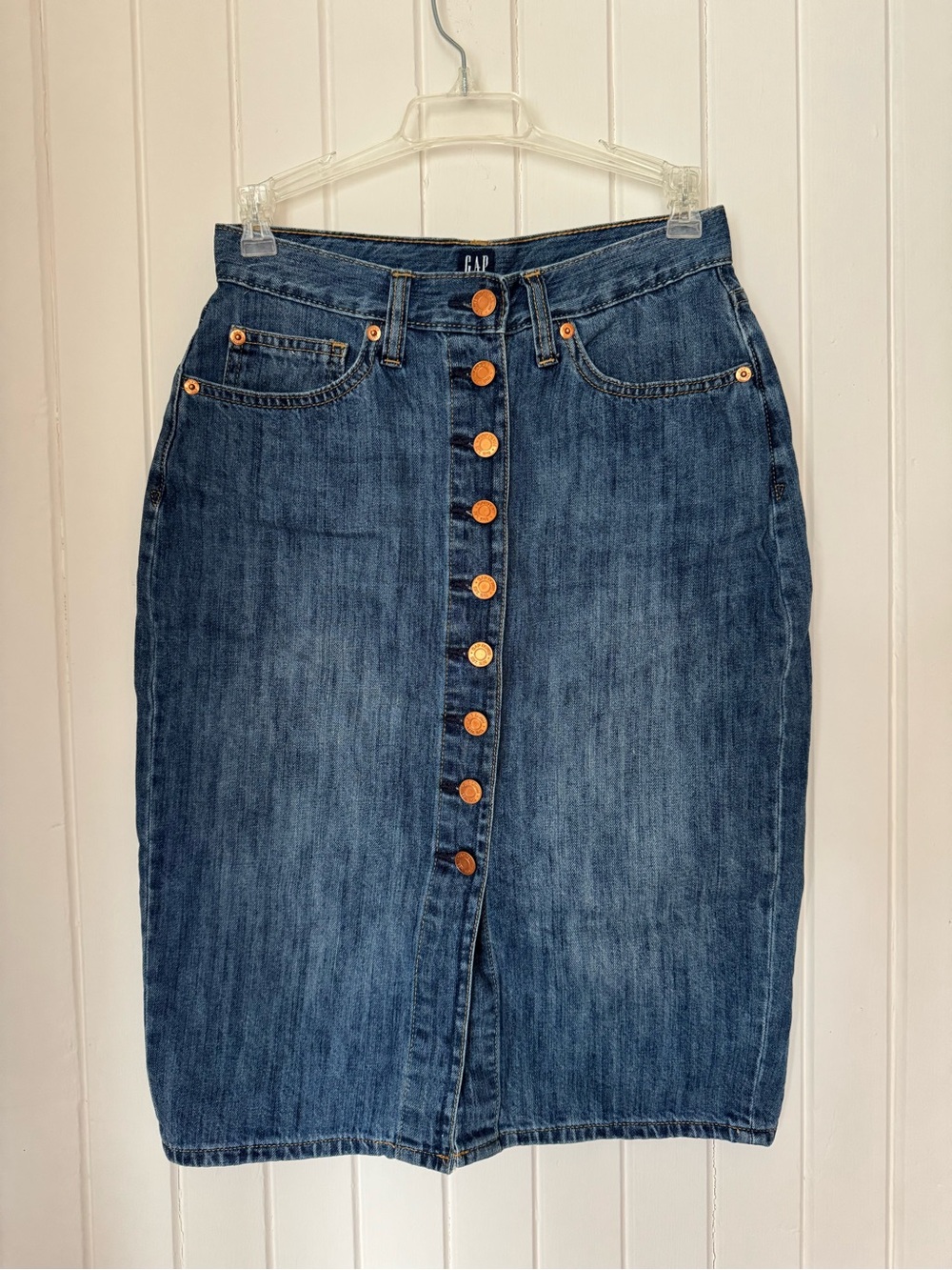 GAP Dark Blue Button-Front Denim Skirt